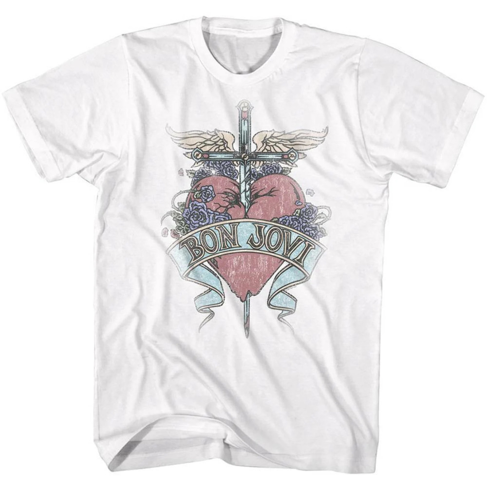 Bon Jovi Pierced White Adult T-Shirt, Bon Jovi Rock Band Shirt, Gift For Fan